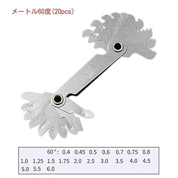 Amazon.co.jp: 20枚組 ピッチゲージ 60° ねじピッチゲージ ミリ